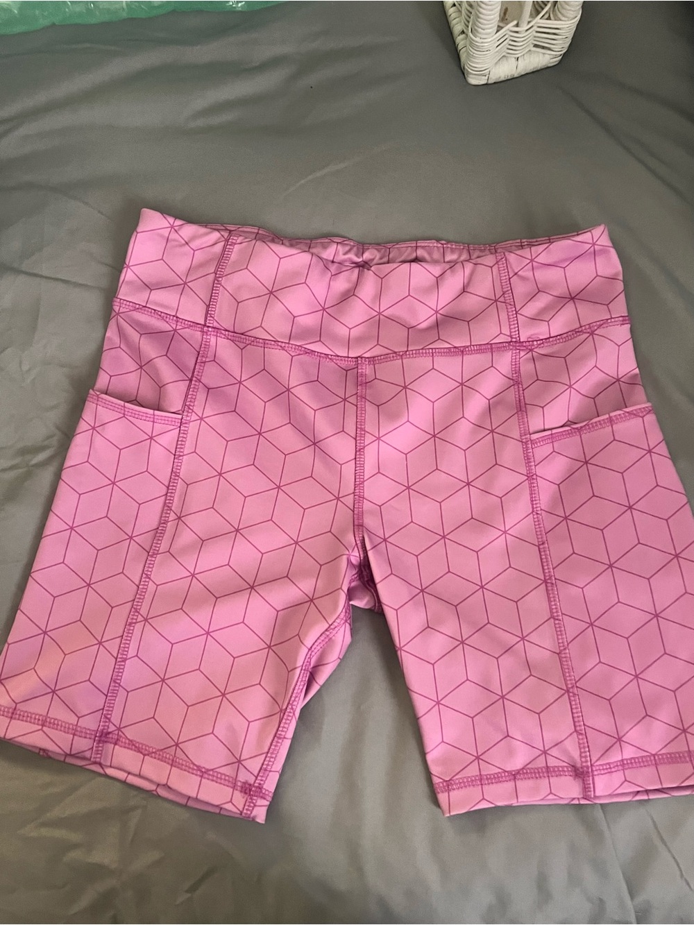 Athletic Works Women’s High-Waist Pink Patterned Performance Bike Shorts